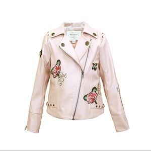 NWT Trendy Girls Patchwork Faux Leather Jacket
